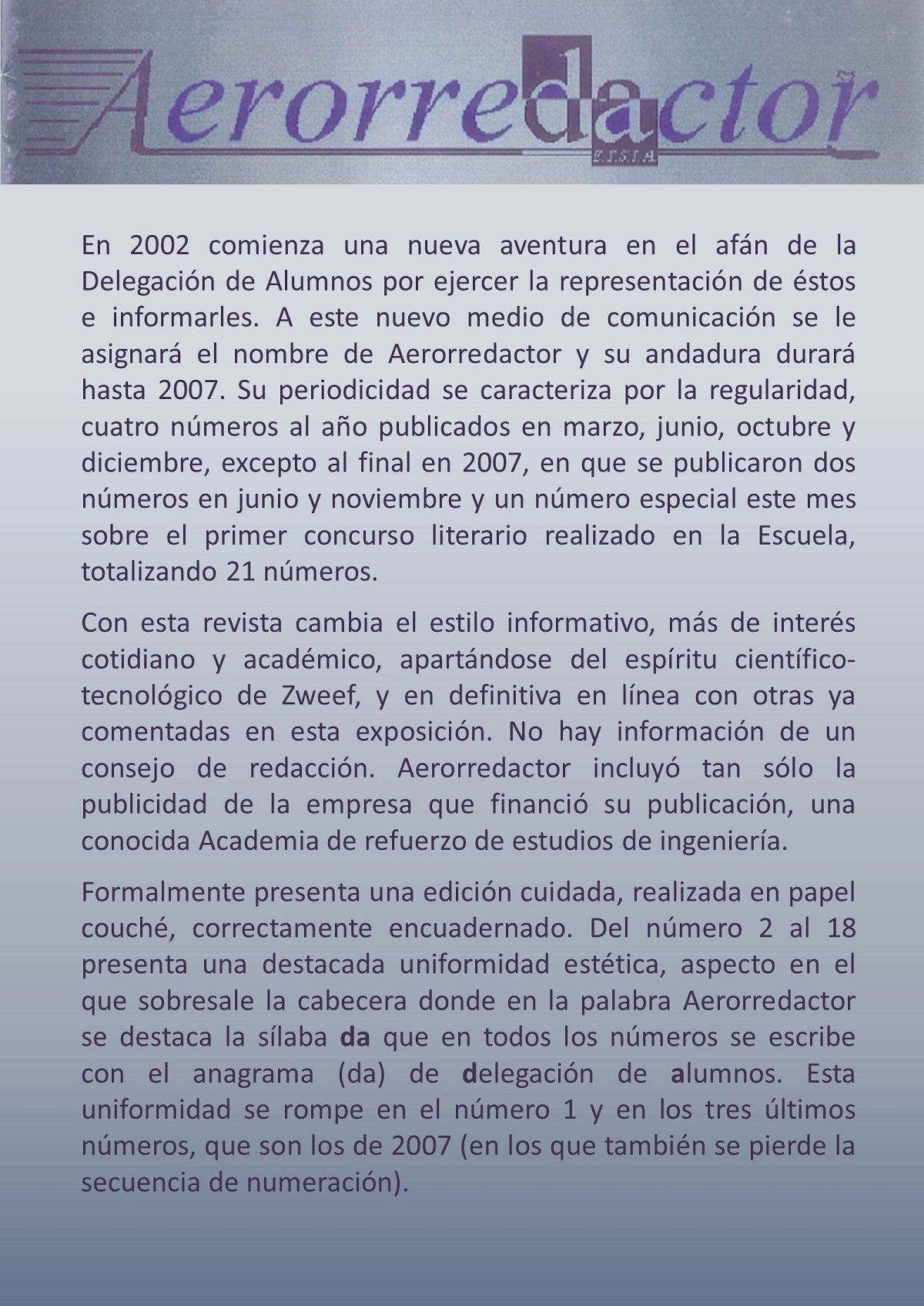 Historia de la Revista Aerorredactor