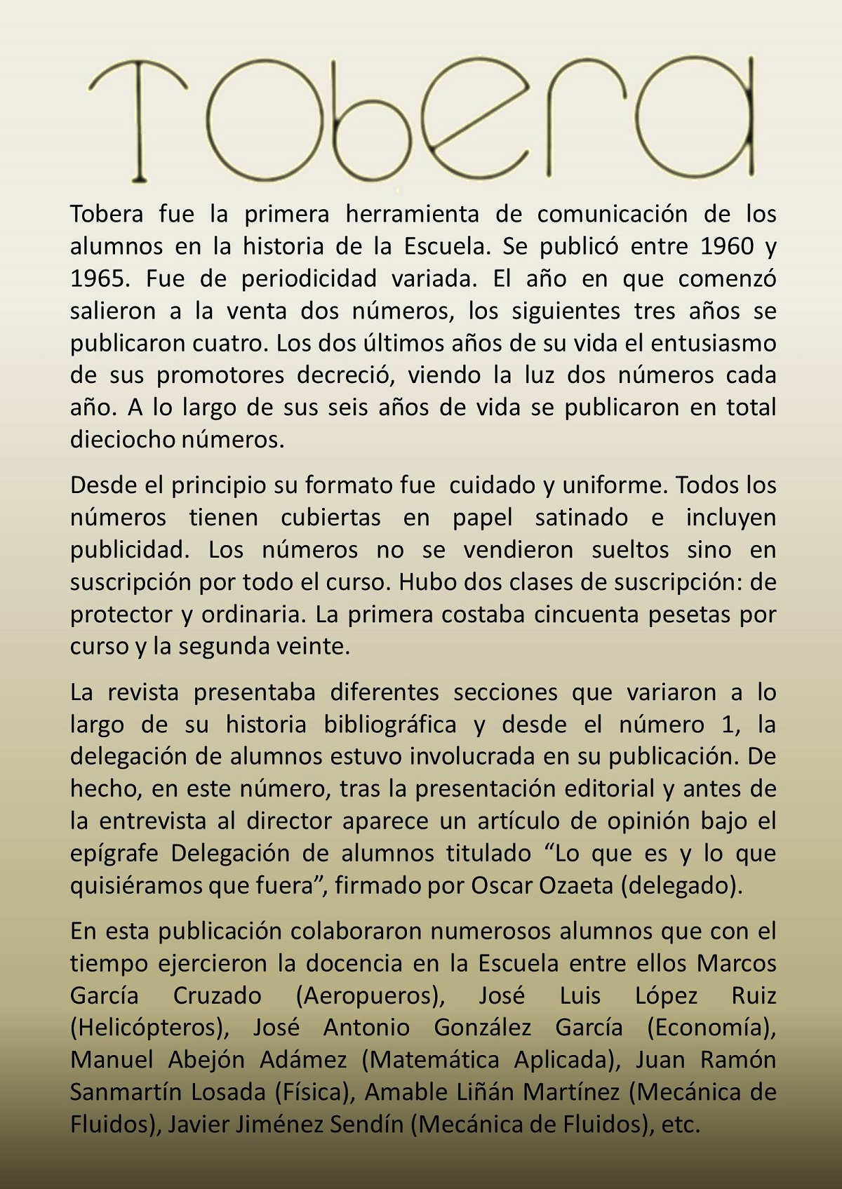 Historia de la Revista Tobera