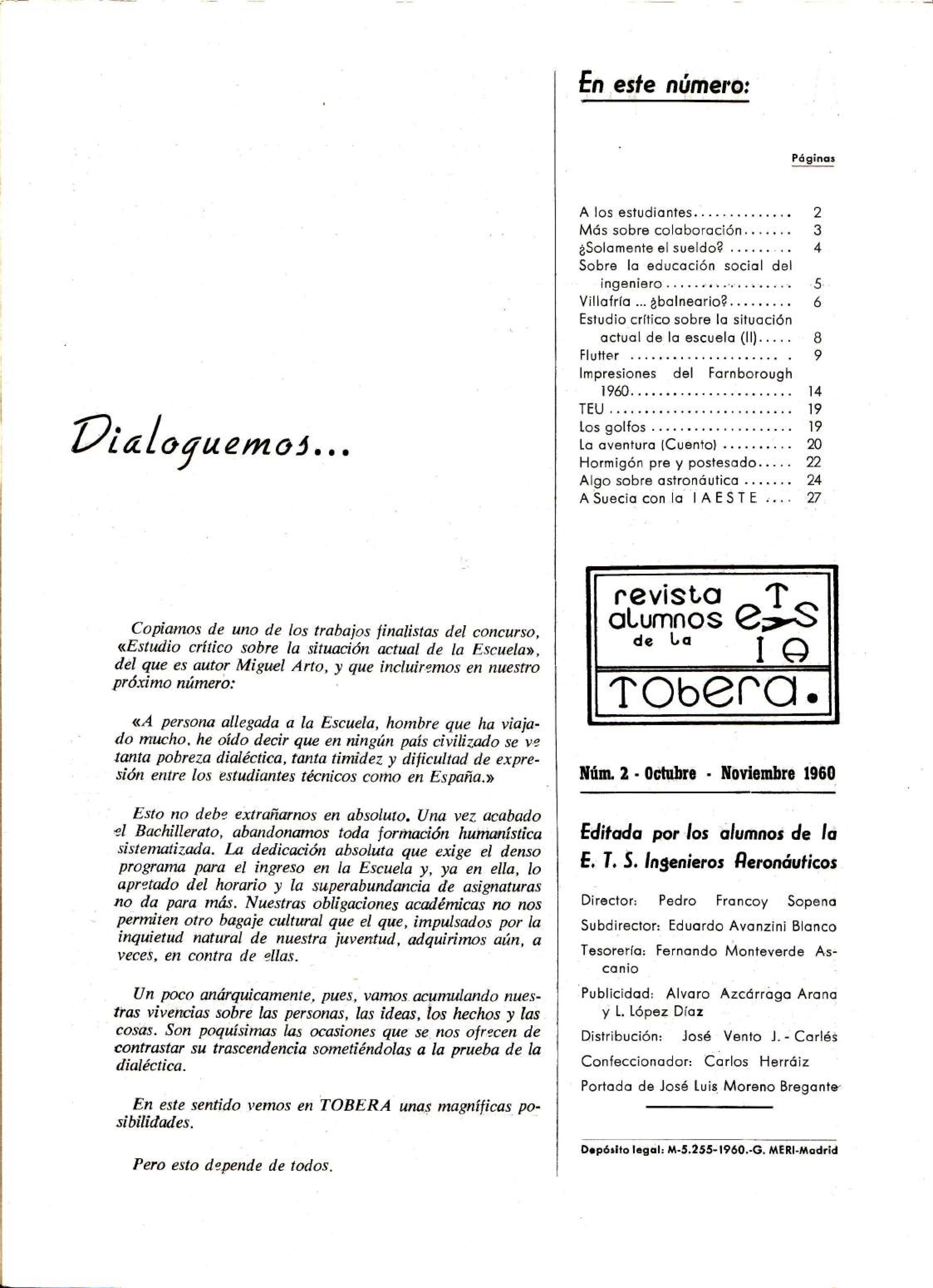 Página de presentación Revista Tobera Núm. 2