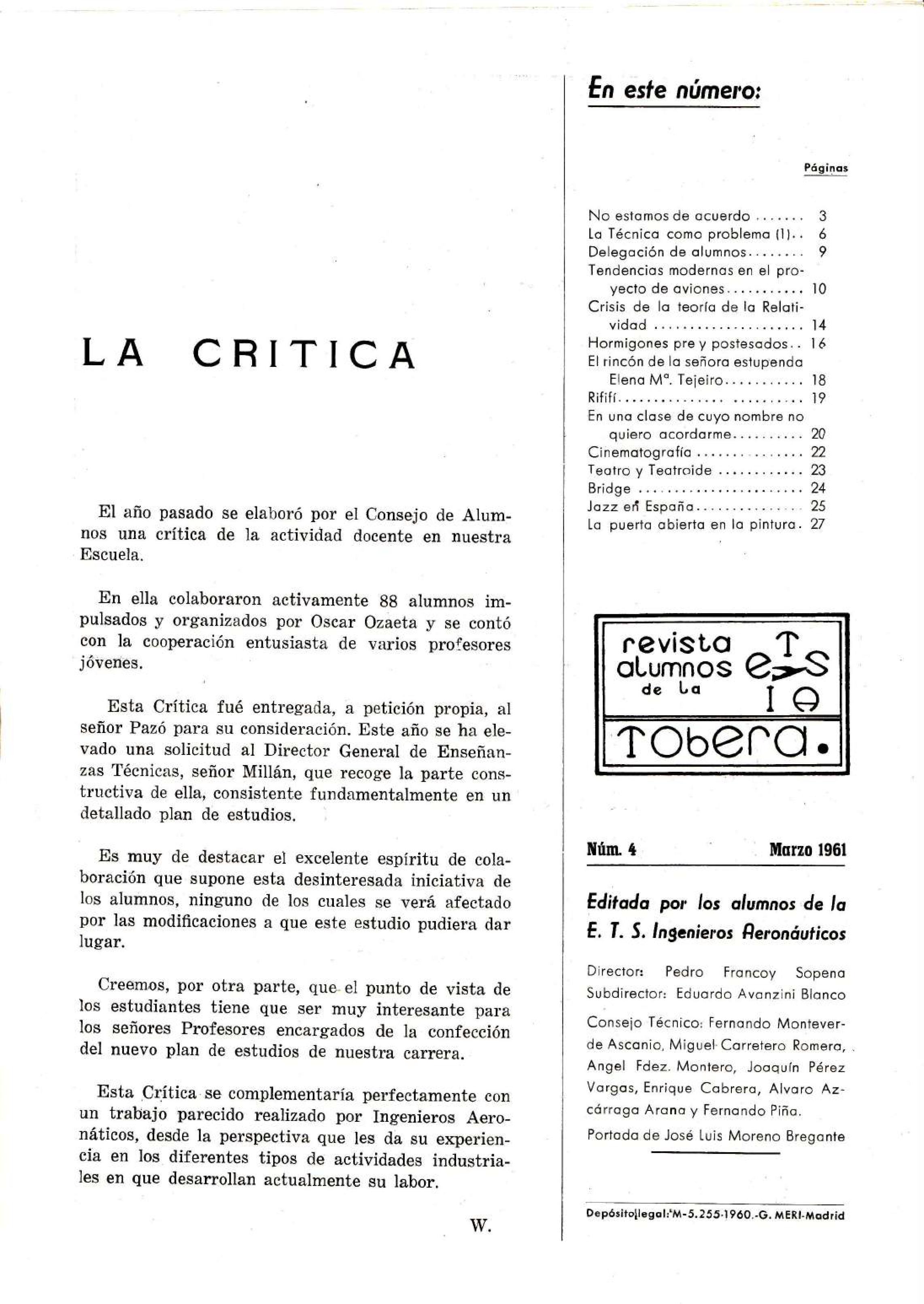 Página de presentación Revista Tobera Núm. 4