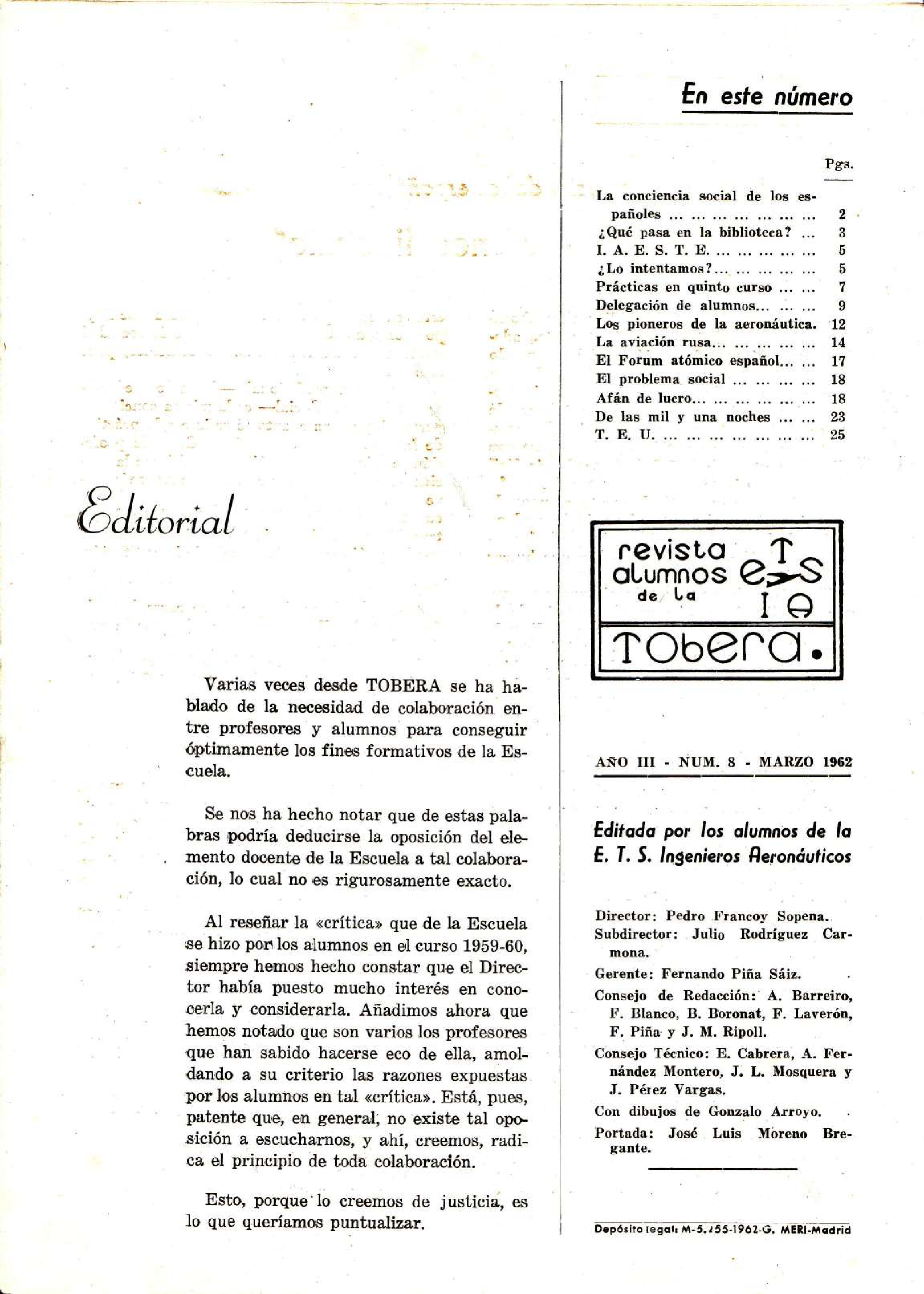 Página de presentación Revista Tobera Núm. 8