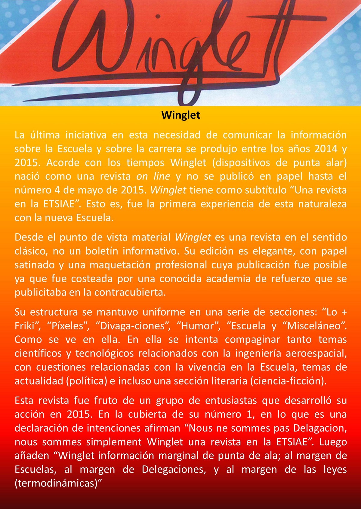 Historia de la Revista winglet